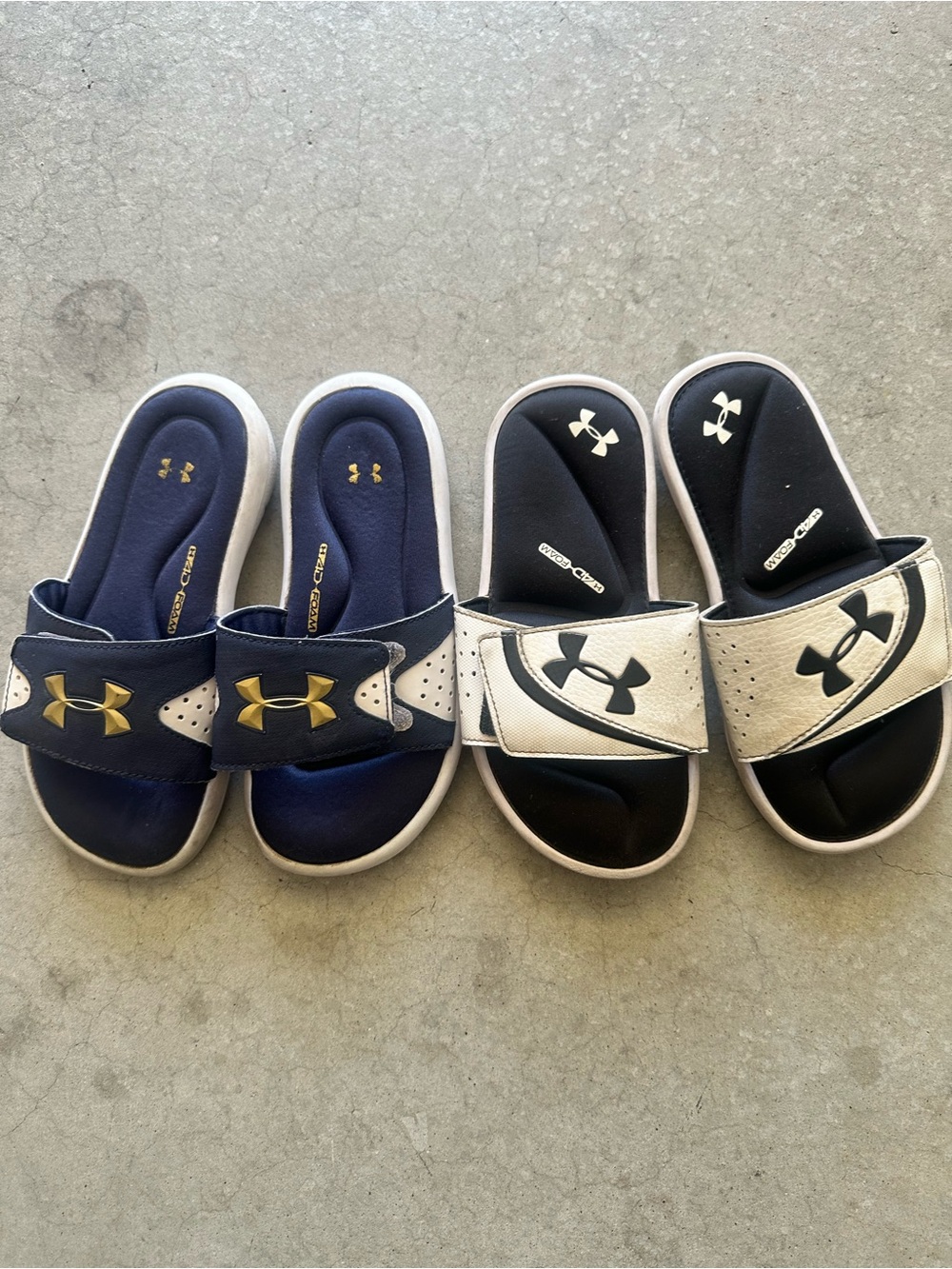 Under Armour Kids' Slide Sandals in Navy, Black & White Lot